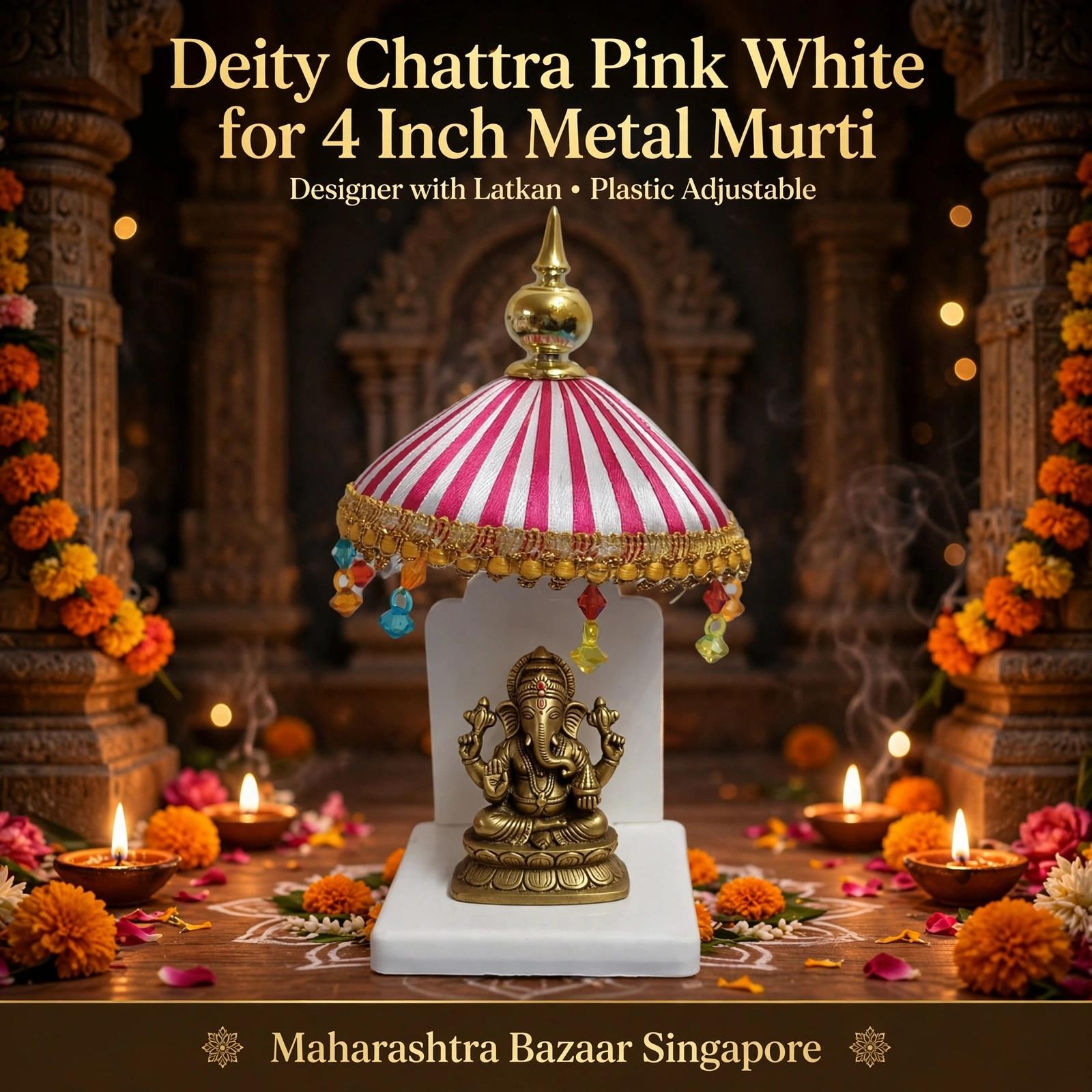 Deity Chattra Pink White Designer B19d2