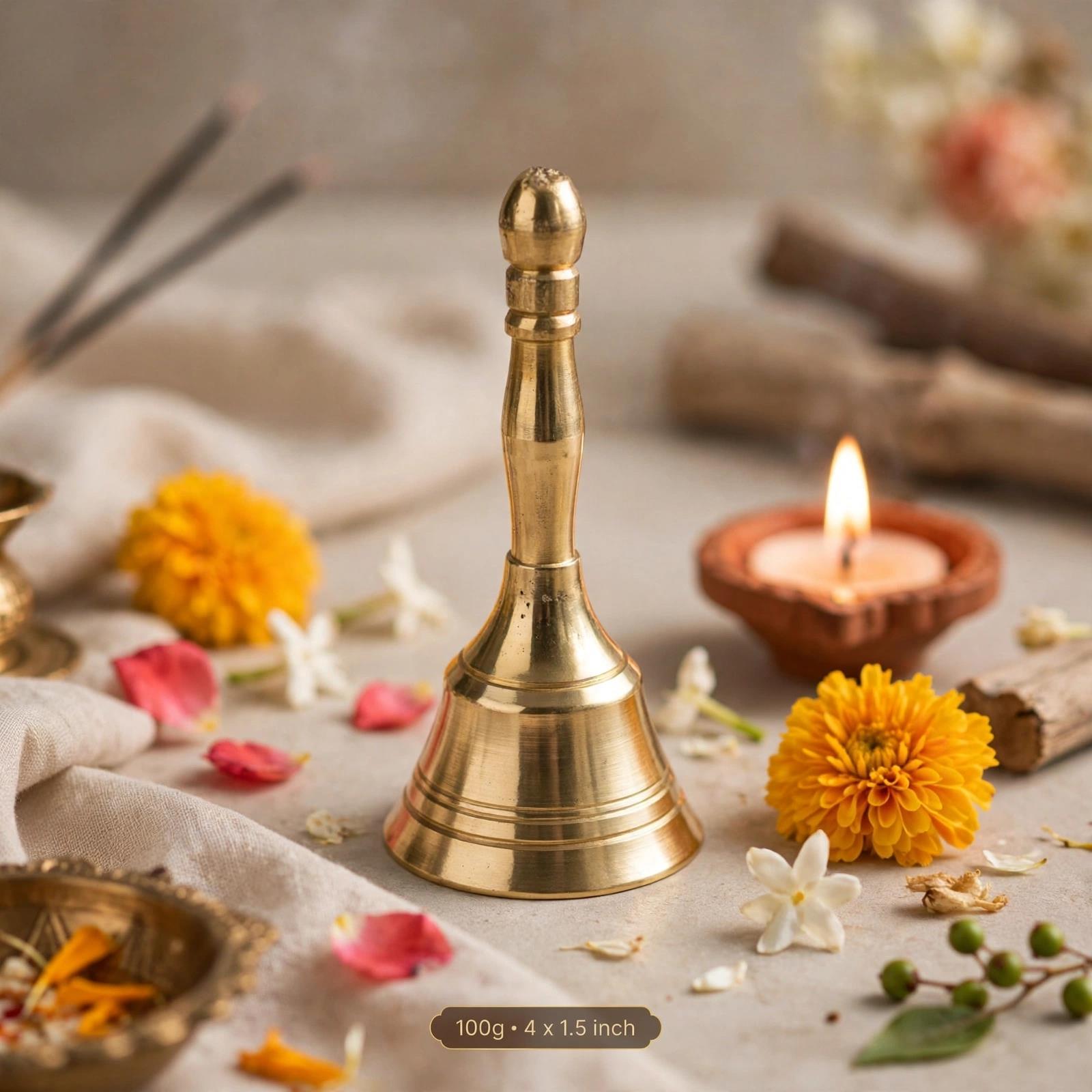 Brass Puja Bell Pital Ghanti -4 Inch For Aarti