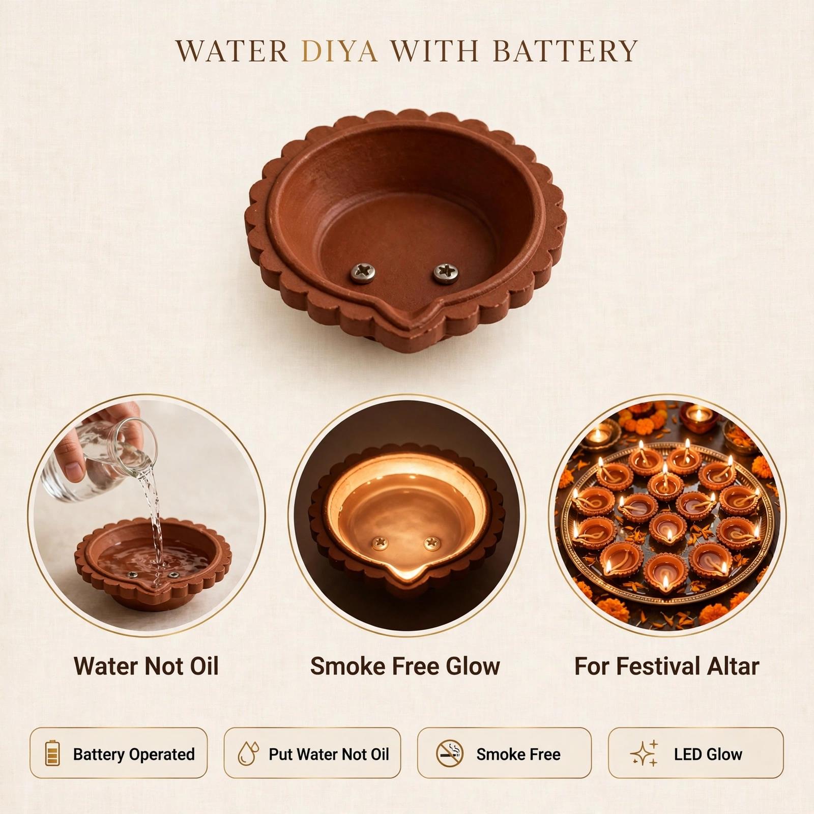 Diya Water Panti With Cell And Sensor 12 Diya
