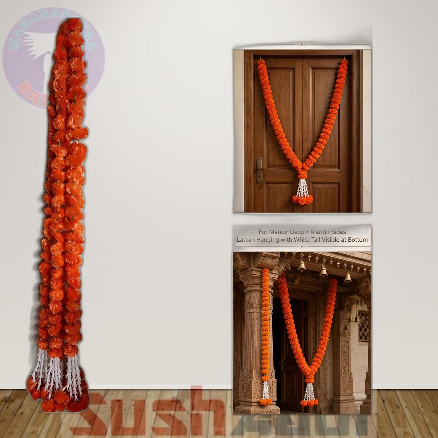 Red Marigold String Jhumki 1pc Cjl 5feet