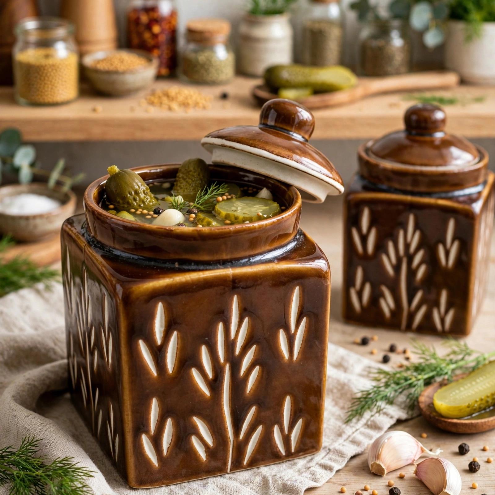 Ceramic Square Jar With Lid ±480ml